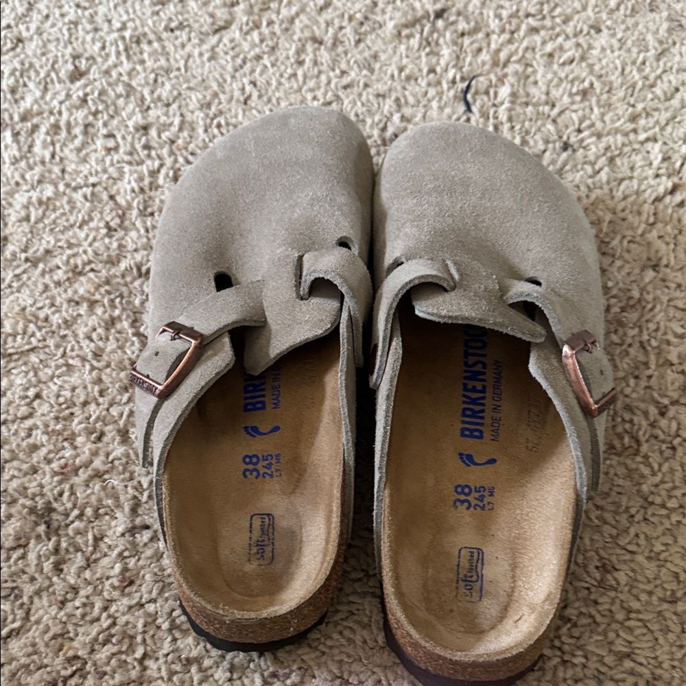 Birkenstock Suede Mules - Light Gray